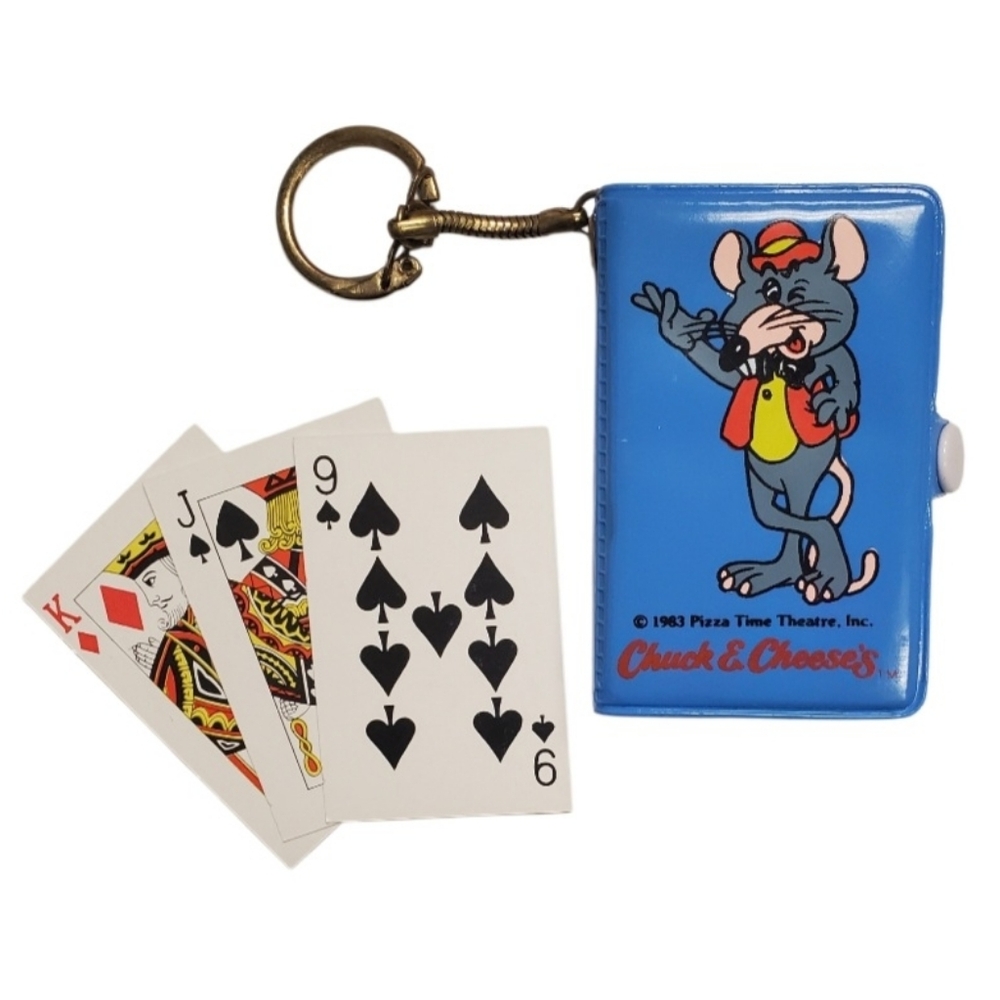 Chuck E Cheese Playing Cards Keychain